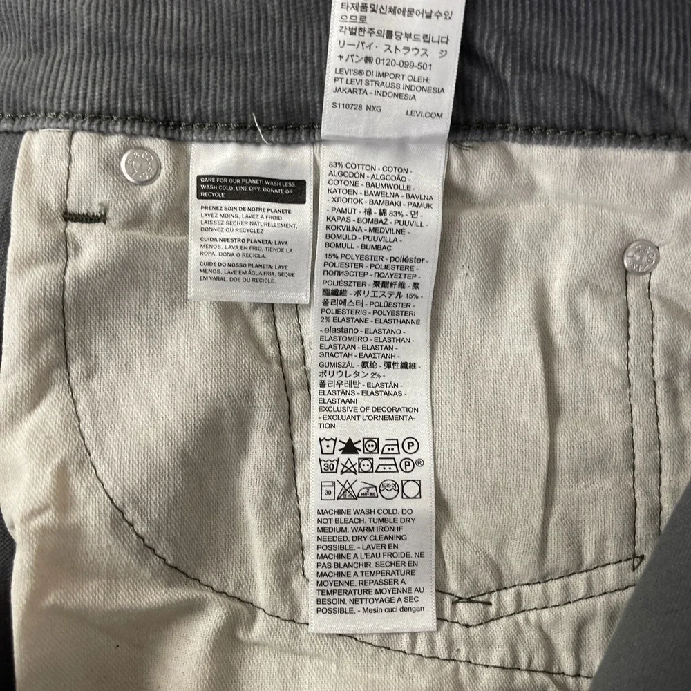 Levi's Pants Men's 36x32 Gray 505 Corduroy Pinwale Regular Fit Straight Preppy